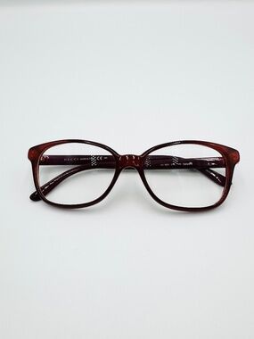 Gucci Eyeglasses GG 3629 DXL 140 Red Opal Glitter Gold Square Frame 53 16 Italy
